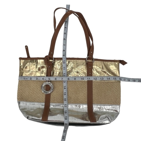 Nine West Gold Silver Shoulder Bag Purse - Picture 6 of 7